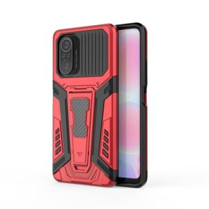 For Xiaomi Redmi K40 War Chariot Series Armor All-inclusive Shockproof PC + TPU Protective Case with Invisible Holder(Red) (OEM)