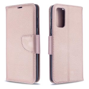 For Galaxy S20 Litchi Texture Pure Color Horizontal Flip PU Leather Case with Holder & Card Slots & Wallet & Lanyard(Rose Gold) (OEM)
