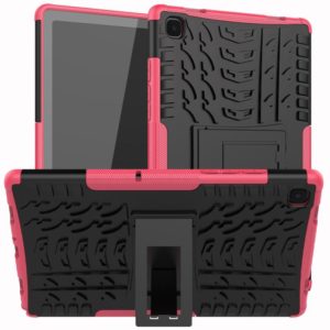 For Samsung Galaxy Tab A7 (2020) T500/T505 Tire Texture TPU+PC Shockproof Case with Holder(Pink) (OEM)