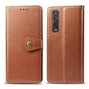 For OPPO Find X2 Pro Solid Color Leather Buckle Phone Case with Lanyard & Photo Frame & Card Slot & Wallet & Stand Function(Brown) (OEM)