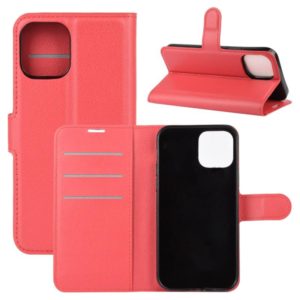 For iPhone 12 / 12 Pro Litchi Texture Horizontal Flip Protective Case with Holder & Card Slots & Wallet(Red) (OEM)