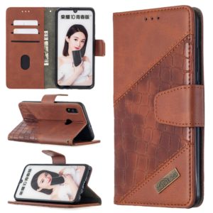 For Huawei P Smart (2019) Matching Color Crocodile Texture Horizontal Flip PU Leather Case with Holder & Card Slots & Wallet(Brown) (OEM)