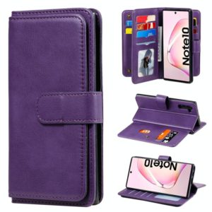 For Samsung Galaxy Note10 Multifunctional Magnetic Copper Buckle Horizontal Flip Solid Color Leather Case with 10 Card Slots & Wallet & Holder & Photo Frame(Purple) (OEM)