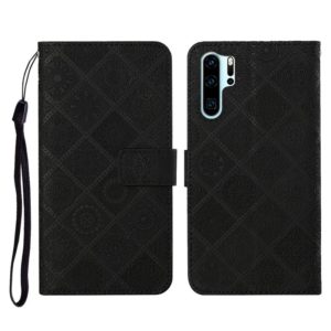For Huawei P30 Pro Ethnic Style Embossed Pattern Horizontal Flip Leather Case with Holder & Card Slots & Wallet & Lanyard(Black) (OEM)