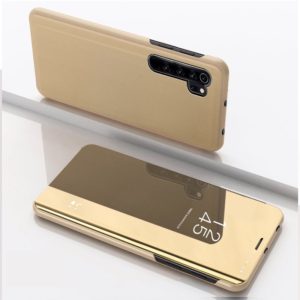 For Xiaomi Note 10 Plated Mirror Horizontal Flip Leather Cover with Stand Mobile Phone Holster(Gold) (OEM)