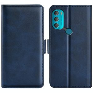 For Motorola Moto G71 5G Dual-side Magnetic Buckle Leather Phone Case(Dark Blue) (OEM)