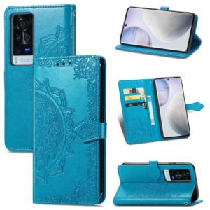 Halfway Mandala Embossing Pattern Horizontal Flip Leather Case with Holder & Card Slots & Wallet & Lanyard For vivo X60 Pro(Blue) (OEM)