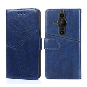 For Sony Xperia Pro-I Geometric Stitching Horizontal Flip Leather Phone Case(Blue) (OEM)