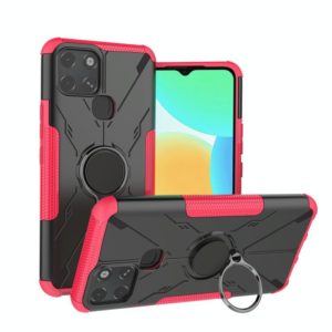 For Infinix Smart 6 Armor Bear Shockproof PC + TPU Phone Protective Case with Ring Holder(Rose Red) (OEM)