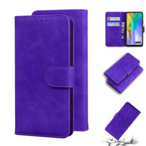 For Huawei Y6p Skin Feel Pure Color Flip Leather Phone Case(Purple) (OEM)