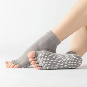 3 Pair Open-Toe Yoga Socks Indoor Sports Non-Slip Five-Finger Dance Socks, Size: One Size(Pure Color Light Gray) (OEM)