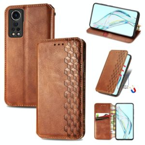For ZTE Axon 30 5G Cubic Grid Pressed Horizontal Flip Magnetic PU Leather Case with Holder & Card Slots & Wallet(Brown) (OEM)