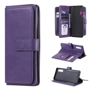 For LG Velvet / G9 Multifunctional Magnetic Copper Buckle Horizontal Flip Solid Color Leather Case with 10 Card Slots & Wallet & Holder & Photo Frame(Purple) (OEM)