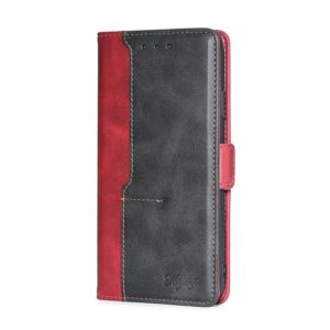 For Huawei P40 Retro Texture Contrast Color Side Buckle Horizontal Flip Leather Case with Holder & Card Slots & Wallet(Red) (OEM)