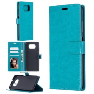 For Xiaomi Poco X3 NFC Crazy Horse Texture Horizontal Flip Leather Case with Holder & Card Slots & Wallet & Photo Frame(Blue) (OEM)