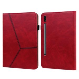 For Samsung Galaxy Tab S7+ T970 / S7 FE T730 Solid Color Embossed Striped Leather Tablet Case(Red) (OEM)