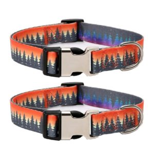 Pet Ethnic Style Polyester Cotton Print Pattern Collar, Size: S: 1.5x27-43cm(Aurora Forest) (OEM)