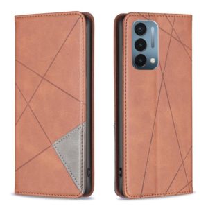 For OnePlus Nord N200 5G Prismatic Invisible Magnetic Leather Phone Case(Brown) (OEM)