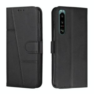 For Sony Xperia 5 III Stitching Calf Texture Buckle Leather Phone Case(Black) (OEM)