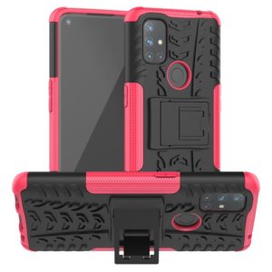 For OnePlus Nord N10 5G Tire Texture Shockproof TPU+PC Protective Case with Holder(Pink) (OEM)