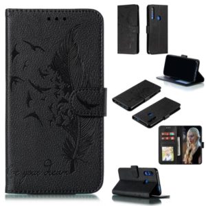 Feather Pattern Litchi Texture Horizontal Flip Leather Case with Wallet & Holder & Card Slots For Huawei P Smart Z / Y9 Prime (2019)(Black) (OEM)