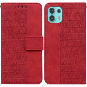 For Motorola Moto Edge 20 Lite/20 Fusion Geometric Embossed Leather Phone Case(Red) (OEM)