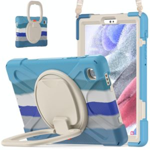 For Samsung Galaxy Tab A7 Lite T220 / T225 Silicone + PC Protective Case with Holder & Shoulder Strap(Colorful Blue) (OEM)