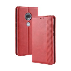 Magnetic Buckle Retro Texture Horizontal Flip Leather Case for Motorola Moto G7, with Holder & Card Slots & Wallet (Red) (OEM)