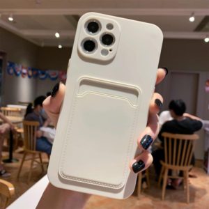 For iPhone 11 Pro Max Imitation Liquid Silicone Straight Edge Shockproof Full Coverage Case with Card Slot (White) (OEM)
