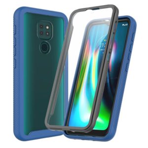 For Motorola Moto G9 Play Starry Sky Solid Color Series Shockproof PC + TPU Protective Case with PET Film(Blue) (OEM)