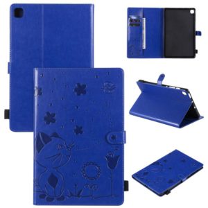 For Samsung Galaxy S6 Lite P610 Cat Bee Embossing Pattern Shockproof Table PC Protective Horizontal Flip Leather Case with Holder & Card Slots & Wallet & Pen Slot & Wake-up / Sleep Function(Blue) (OEM)