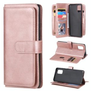 For Samsung Galaxy A71 (5G) Multifunctional Magnetic Copper Buckle Horizontal Flip Solid Color Leather Case with 10 Card Slots & Wallet & Holder & Photo Frame(Rose Gold) (OEM)