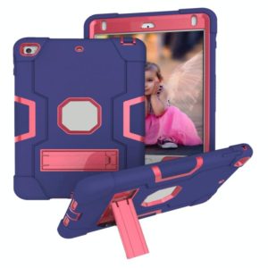 For iPad mini 3/2/1 Silicone + PC Protective Case with Stand(Blue + Pink) (OEM)