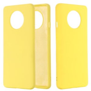For OnePlus 7T Solid Color Liquid Silicone Shockproof Full Coverage Protective Case(Yellow) (OEM)