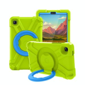 For Galaxy Tab A7 Lite T220/T225 PC + Silicone Shockproof Combination Case with 360 Degree Rotating Holder & Handle(Grass Green+Blue) (OEM)