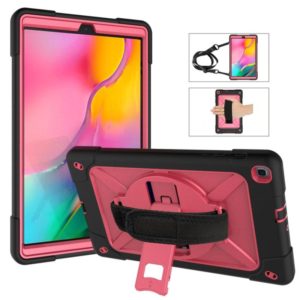 For Galaxy Tab A 10.1 (2019) T510 Contrast Color Silicone + PC Combination Case with Holder(Black + Rose Red) (OEM)