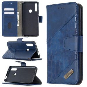 For Huawei P Smart Z Matching Color Crocodile Texture Horizontal Flip PU Leather Case with Holder & Card Slots & Wallet(Blue) (OEM)