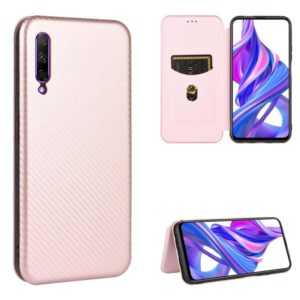 For Huawei Honor 9X Pro Carbon Fiber Texture Horizontal Flip TPU + PC + PU Leather Case with Card Slot(Pink) (OEM)