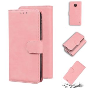 For Nokia C20 / C10 Skin Feel Pure Color Flip Leather Phone Case(Pink) (OEM)