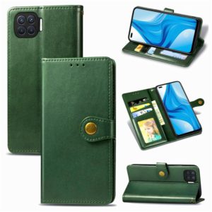 For OPPO F17 Pro Retro Solid Color Leather Buckle Phone Case with Lanyard & Photo Frame & Card Slot & Wallet & Stand Function(Green) (OEM)