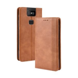 Magnetic Buckle Retro Crazy Horse Texture Horizontal Flip Leather Case for Asus Zenfone 6 ZS630KL, with Holder & Card Slots & Photo Frame(Brown) (OEM)