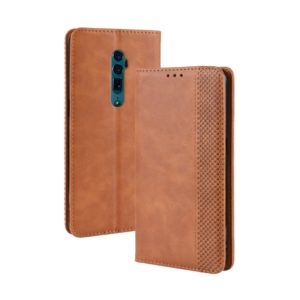 Magnetic Buckle Retro Crazy Horse Texture Horizontal Flip Leather Case for OPPO Reno 10x Zoom / Reno 5G , with Holder & Card Slots & Photo Frame(Brown) (OEM)