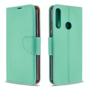 For Huawei Y6P Litchi Texture Pure Color Horizontal Flip PU Leather Case with Holder & Card Slots & Wallet & Lanyard(Green) (OEM)