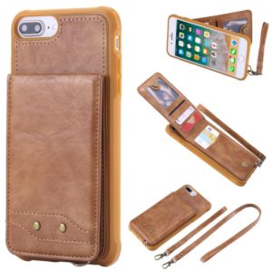 For iPhone 6 Plus Vertical Flip Shockproof Leather Protective Case with Long Rope, Support Card Slots & Bracket & Photo Holder & Wallet Function(Brown) (OEM)