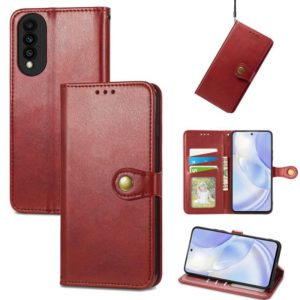 For Huawei Nova 8 SE Youth Solid Color Leather Buckle Phone Case with Lanyard & Photo Frame & Card Slot & Wallet & Stand Function(Red) (OEM)