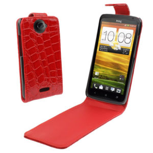 Crocodile Texture Vertical Flip Holster Leather Case for HTC One X / Edge / S720e (Red) (OEM)