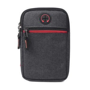 For 5.5-6.5 inch Mobile Phones Universal Canvas Waist Bag with Shoulder Strap & Earphone Jack(Black) (OEM)