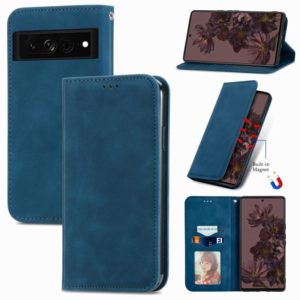 For Google Pixel 7 Pro 5G Retro Skin Feel Magnetic Leather Phone Case(Blue) (OEM)