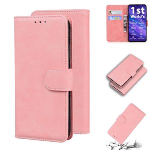For UMIDIGI A5 Pro Skin Feel Pure Color Flip Leather Phone Case(Pink) (OEM)