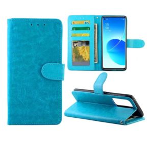 For OPPO Reno6 Pro+(5G) Crazy Horse Texture Leather Horizontal Flip Protective Case with Holder & Card Slots & Wallet & Photo Frame(baby Blue) (OEM)